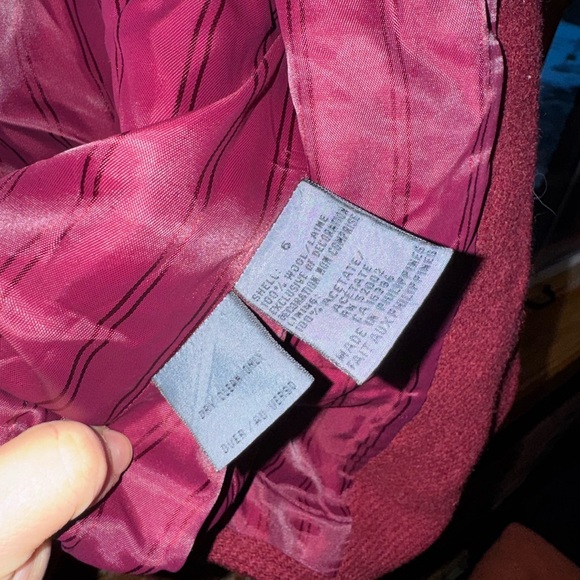 Vintage Women's Embroidered Burgundy Jacket Wool - Picture 6 of 9